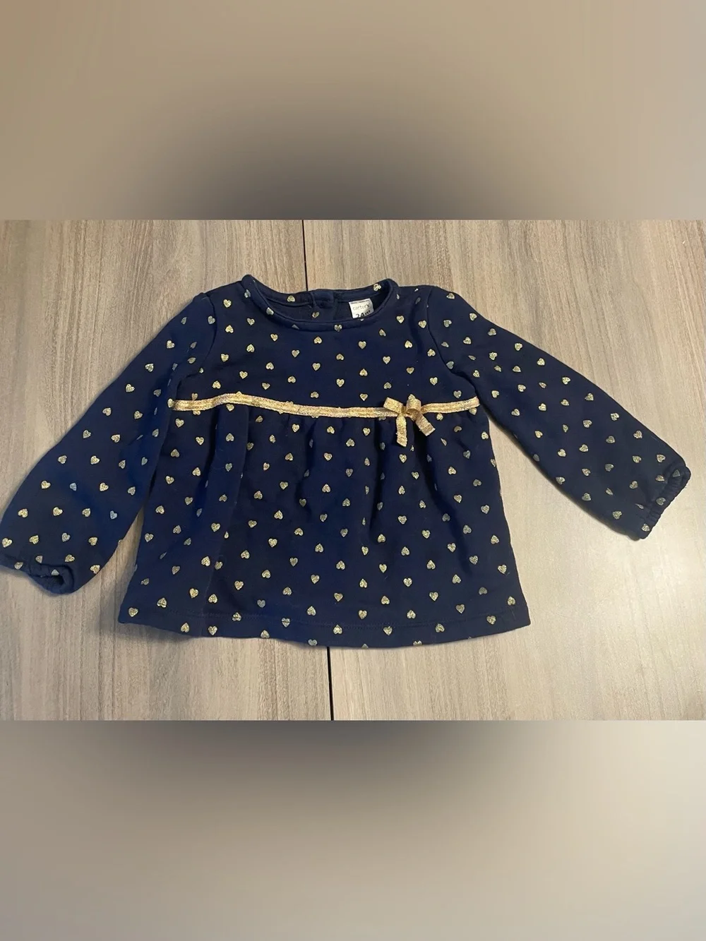 Carter's Toddler Girl Navy & Gold Heart Top – Size 24M